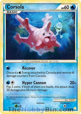 Corsola #37/123 Uncommon - HeartGold & SoulSilver Pokemon card