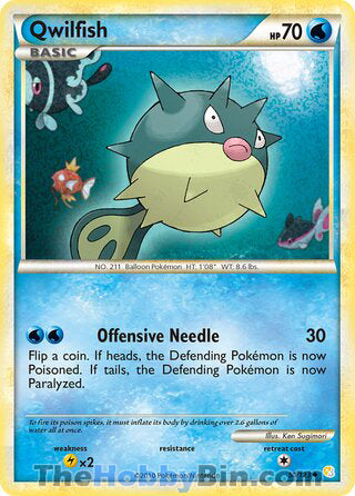 Qwilfish #50/123 Uncommon - HeartGold & SoulSilver Pokemon card