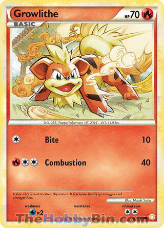 Growlithe #65/123 Common - HeartGold & SoulSilver Pokemon card
