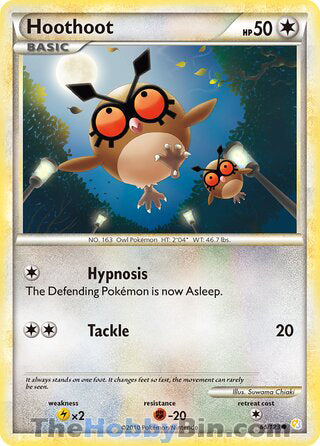 Hoothoot #66/123 Common - HeartGold & SoulSilver Pokemon card