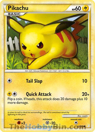 Pikachu #78/123 Common - HeartGold & SoulSilver Pokemon card