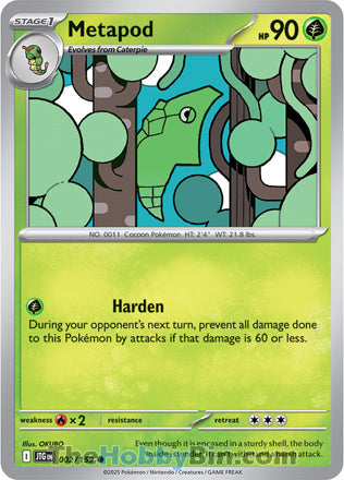 Metapod #2/159 Common - Journey Together Pokemon card