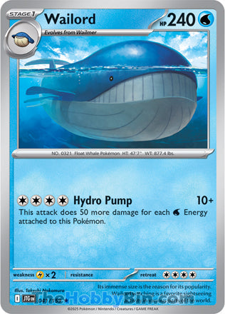 Wailord #41/159 Rare - Journey Together Pokemon card
