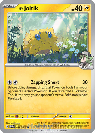 N's Joltik #49/159 Common - Journey Together Pokemon card