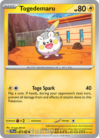 Togedemaru #50/159 Common - Journey Together Pokemon card