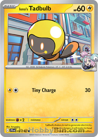 Iono's Tadbulb #52/159 Common - Journey Together Pokemon card