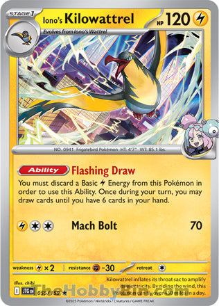 Iono's Kilowattrel #55/159 Rare - Journey Together Pokemon card