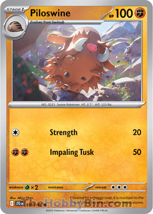 Piloswine #78/159 Common - Journey Together Pokemon card