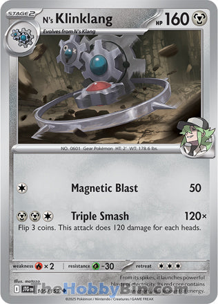 N's Klinklang #105/159 Uncommon - Journey Together Pokemon card