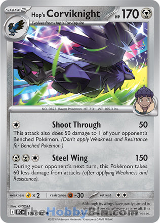 Hop's Corviknight #108/159 Uncommon - Journey Together Pokemon card