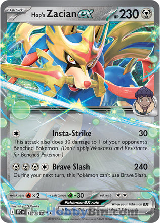 Hop's Zacian ex #111/159 Double Rare - Journey Together Pokemon card