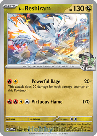N's Reshiram #116/159 Rare - Journey Together Pokemon card