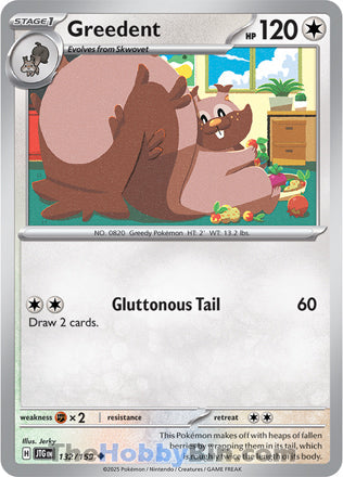 Greedent #132/159 Uncommon - Journey Together Pokemon card
