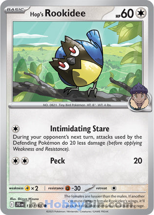 Hop's Rookidee #133/159 Common - Journey Together Pokemon card