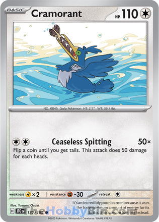 Cramorant #137/159 Common - Journey Together Pokemon card