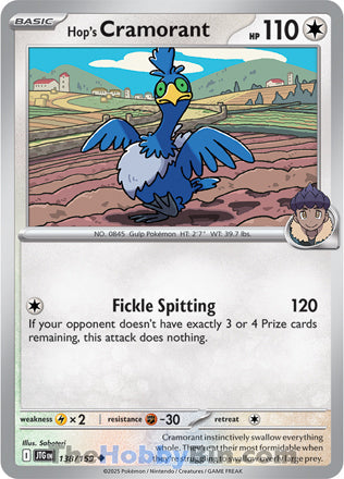 Hop's Cramorant #138/159 Uncommon - Journey Together Pokemon card