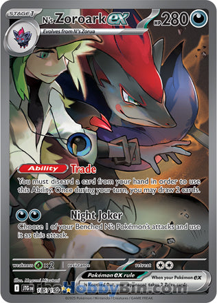 N's Zoroark ex #185/159 Special Illustration Rare - Journey Together Pokemon card