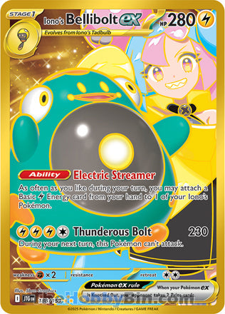 Iono's Bellibolt ex #188/159 Hyper Rare - Journey Together Pokemon card