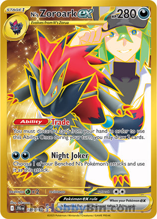 N's Zoroark ex #189/159 Hyper Rare - Journey Together Pokemon card