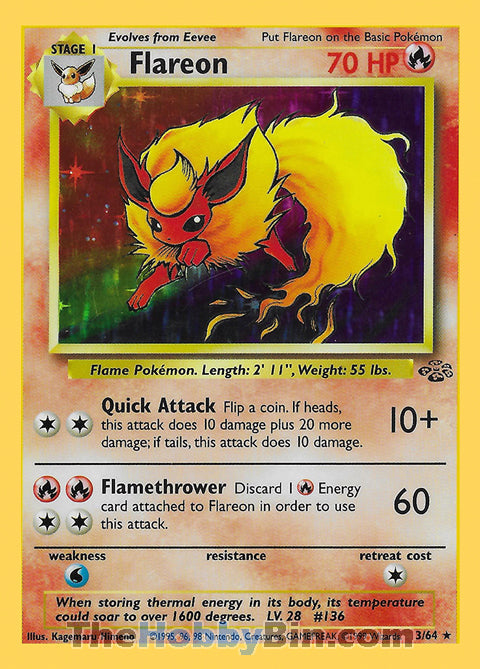 Flareon Jungle Unlimited  Holo Rare #3/64