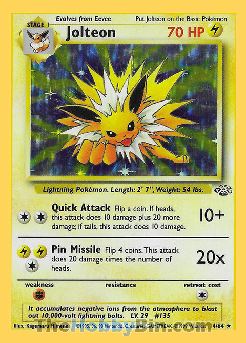 Jolteon #4/64 Holo Rare - Jungle Pokemon card