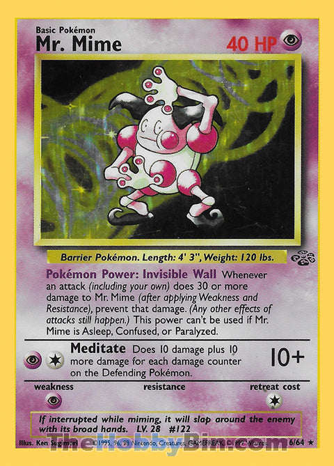 Mr. Mime #6/64 Holo Rare - Jungle Pokemon card