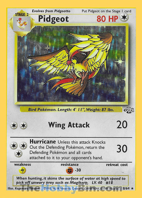 Pidgeot #8/64 Holo Rare - Jungle Pokemon card