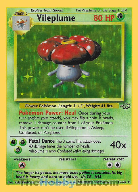 Vileplume #15/64 Holo Rare - Jungle Pokemon card