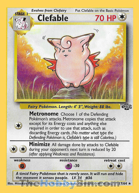 Clefable #17/64 Rare - Jungle Pokemon card