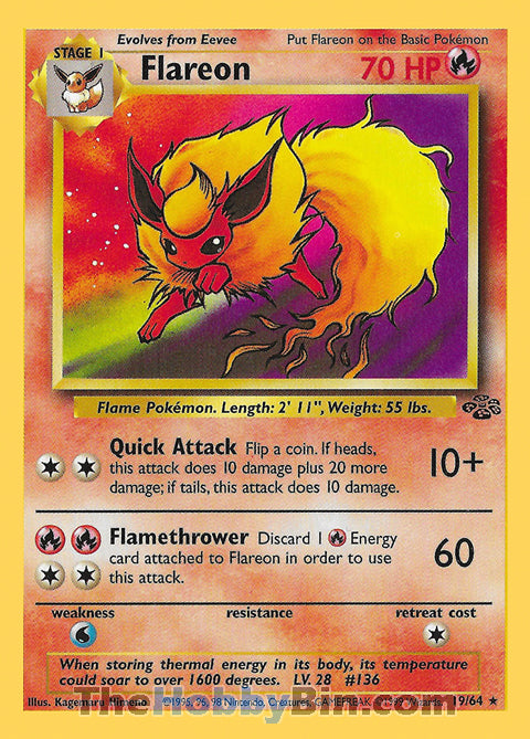 Flareon #19/64 Rare - Jungle Pokemon card