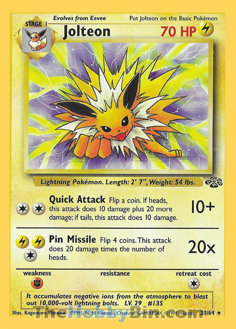 Jolteon #20/64 Rare - Jungle Pokemon card