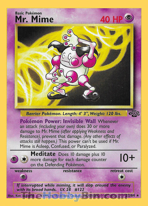 Mr. Mime #22/64 Rare - Jungle Pokemon card