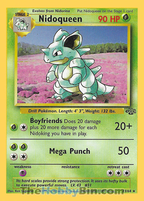 Nidoqueen #23/64 Rare - Jungle Pokemon card