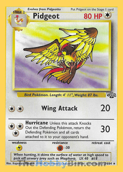 Pidgeot #24/64 Rare - Jungle Pokemon card