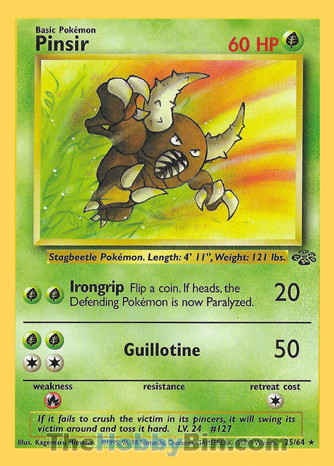 Pinsir #25/64 Rare - Jungle Pokemon card