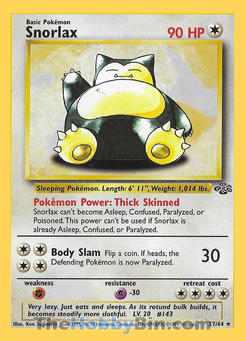 Snorlax #27/64 Rare - Jungle Pokemon card