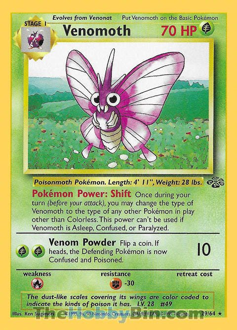 Venomoth #29/64 Rare - Jungle Pokemon card