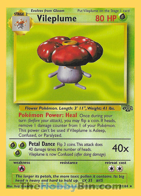 Vileplume #31/64 Rare - Jungle Pokemon card