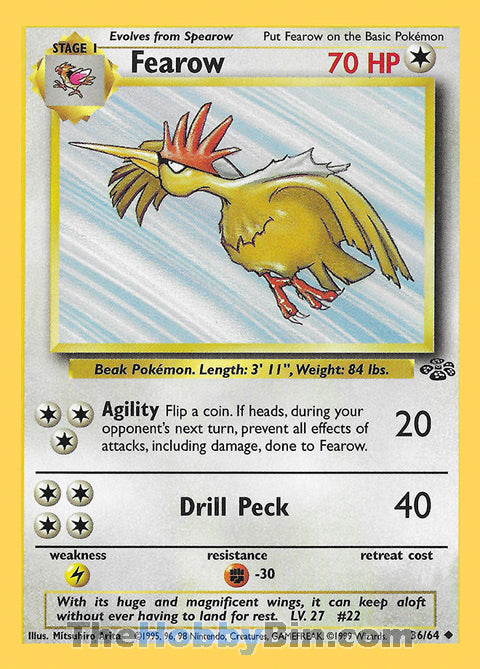 Fearow #36/64 Uncommon - Jungle Pokemon card