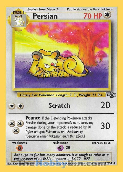 Persian #42/64 Uncommon - Jungle Pokemon card