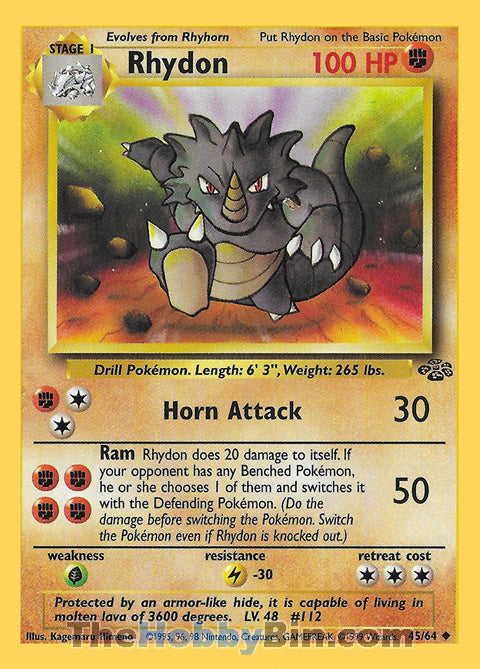 Rhydon #45/64 Uncommon - Jungle Pokemon card