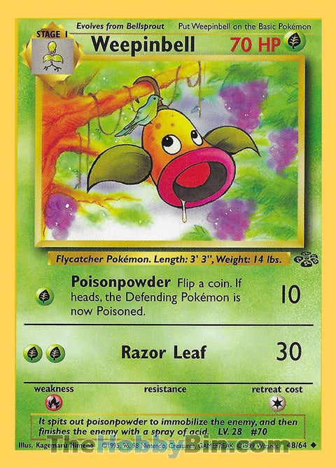 Weepinbell #48/64 Uncommon - Jungle Pokemon card