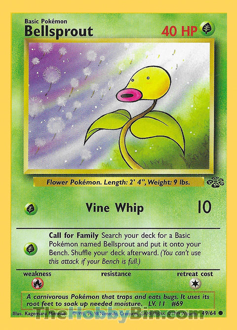 Bellsprout #49/64 Common - Jungle Unlimited Pokemon card