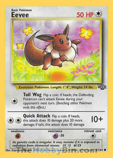 Eevee #51/64 Common - Jungle Pokemon card