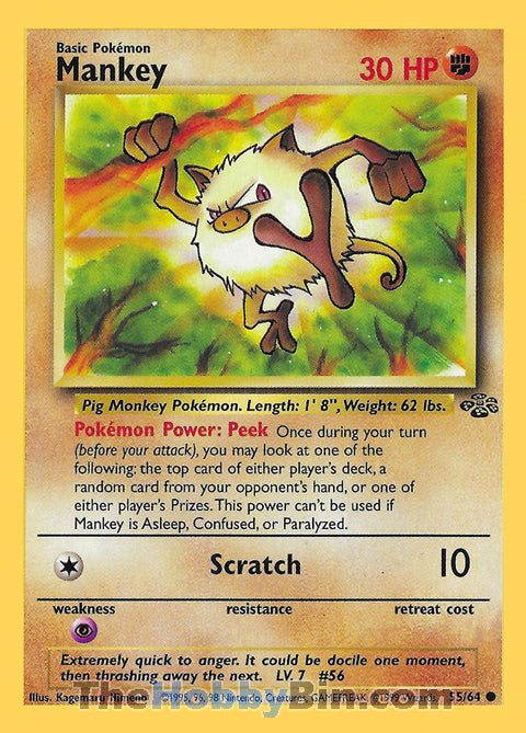 Mankey #55/64 Common - Jungle Pokemon card