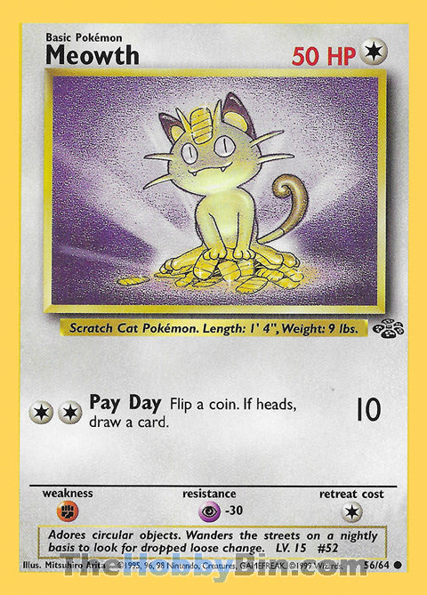 Meowth #56/64 Common - Jungle Pokemon card