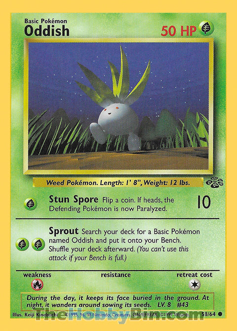Oddish #58/64 Common - Jungle Pokemon card