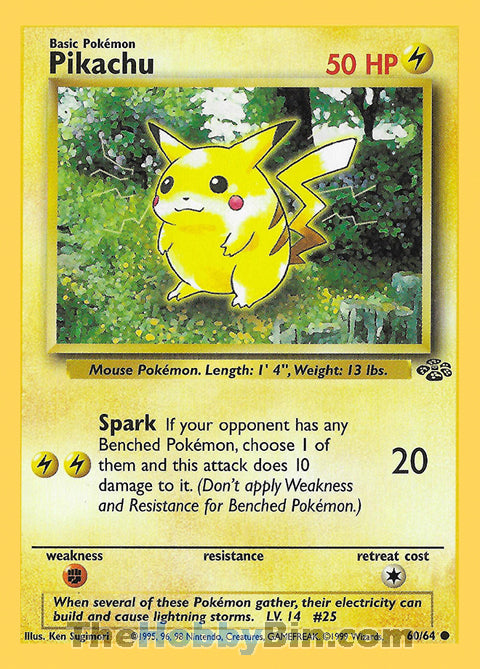 Pikachu #60/64 Common - Jungle Pokemon card
