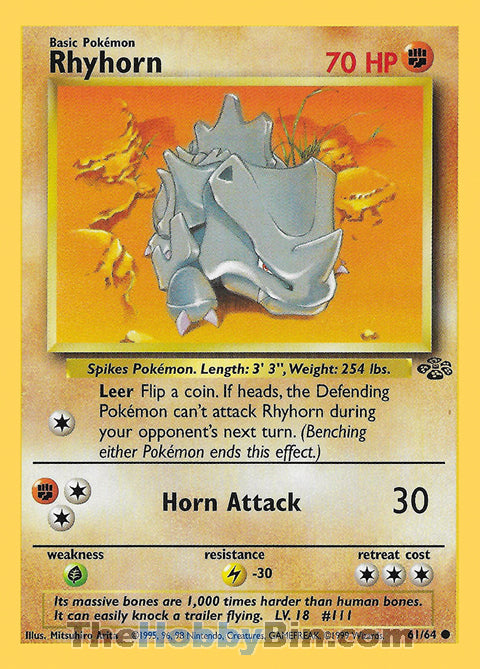 Rhyhorn #61/64 Common - Jungle Unlimited Pokemon card