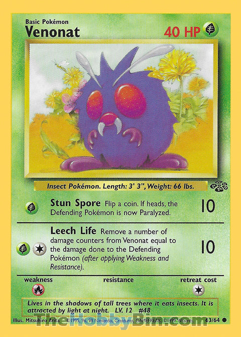 Venonat #63/64 Common - Jungle Unlimited Pokemon card